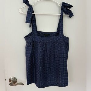J.Crew polka dot tank top silk with ties at shoulders, size 2
